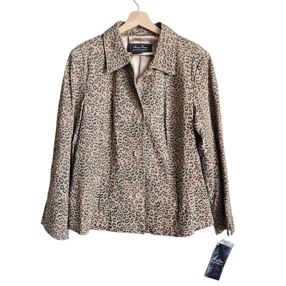 Vintage Y2k NEW Terry Lewis Genuine Leather Leopard Print Women's Jacket - Picture 1 of 6